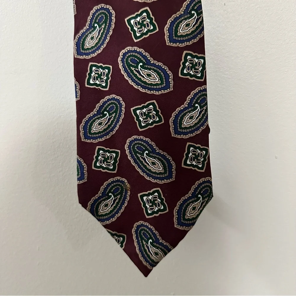 Christian Dior Monsieur Men’s Paisley Tie Made‎ In USA Maroon